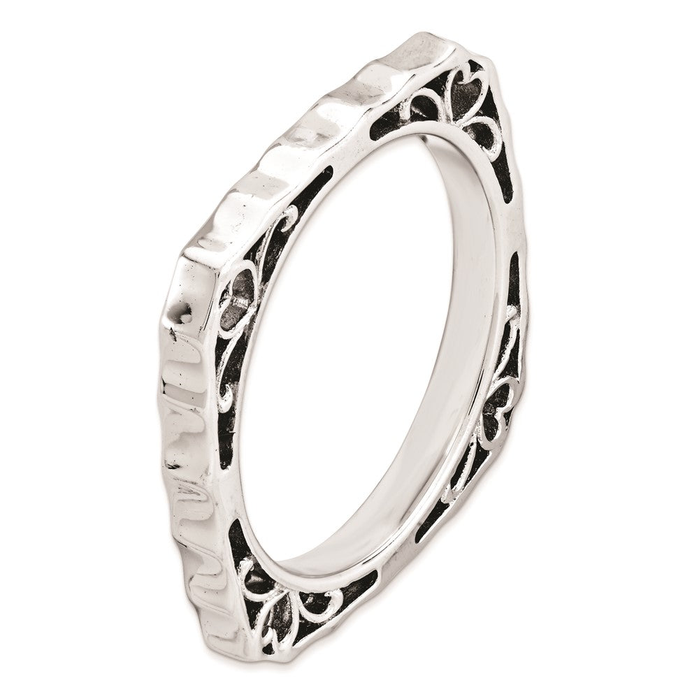 Sterling Silver Stackable Expressions Polished Rhodium Plate Square Ring