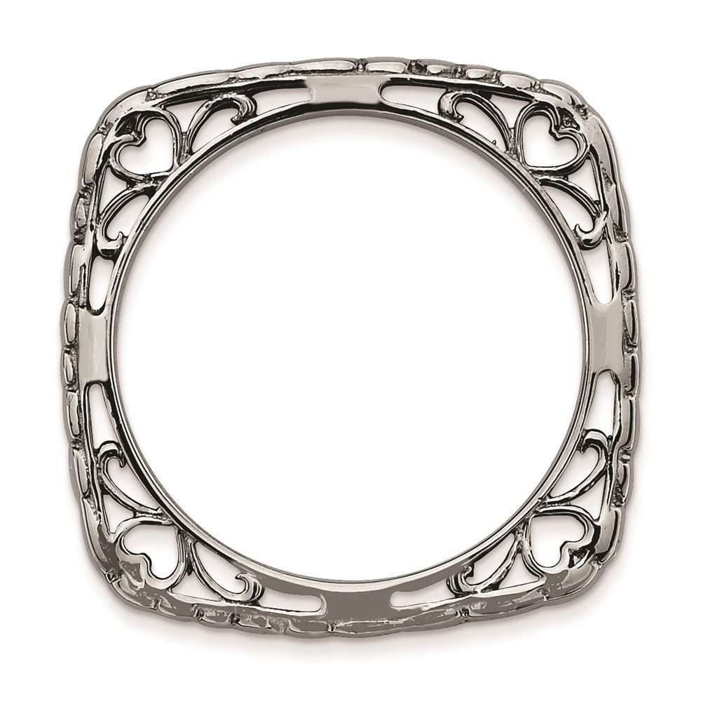 Sterling Silver Stackable Expressions Polished Black Plate Square Ring