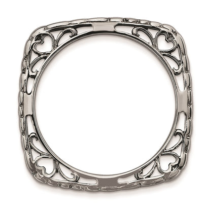Sterling Silver Stackable Expressions Polished Black Plate Square Ring