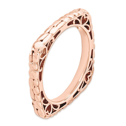 Sterling Silver Stackable Expressions Polished Pink Plate Square Ring