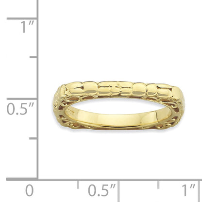 Sterling Silver Stackable Expressions Polished Gold Plate Square Ring