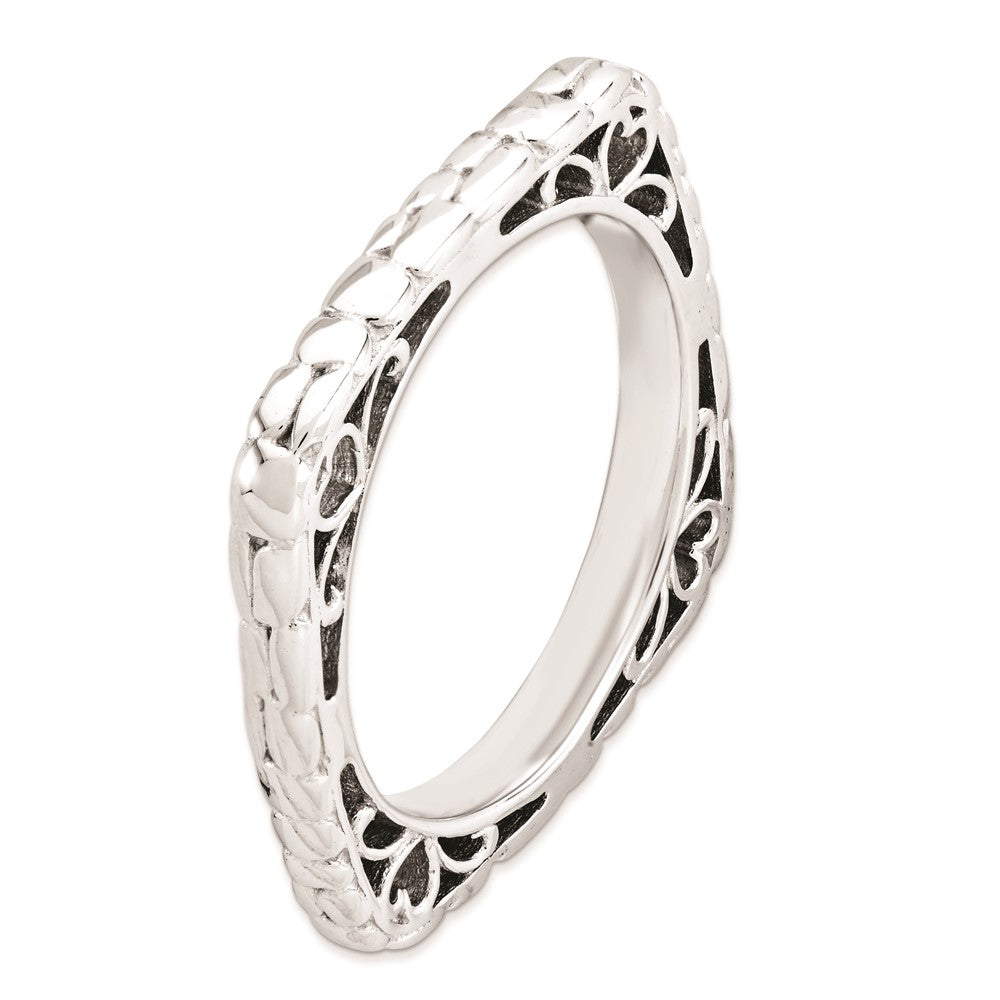 Sterling Silver Stackable Expressions Polished Rhodium Plate Square Ring