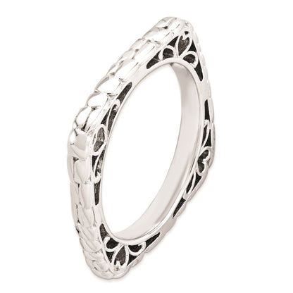 Sterling Silver Stackable Expressions Polished Rhodium Plate Square Ring