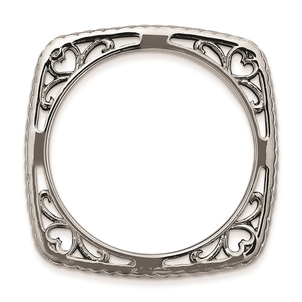 Sterling Silver Stackable Expressions Polished Black Plate Square Ring