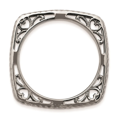 Sterling Silver Stackable Expressions Polished Black Plate Square Ring