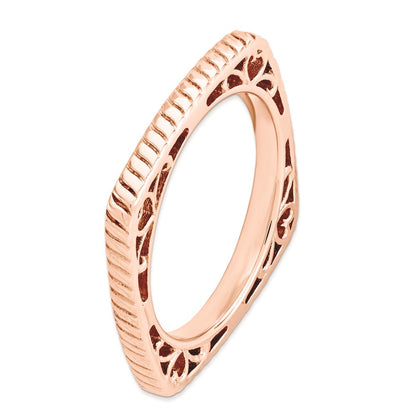 Sterling Silver Stackable Expressions Polished Pink Plate Square Ring