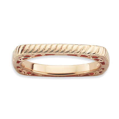 Sterling Silver Stackable Expressions Polished Pink Plate Square Ring