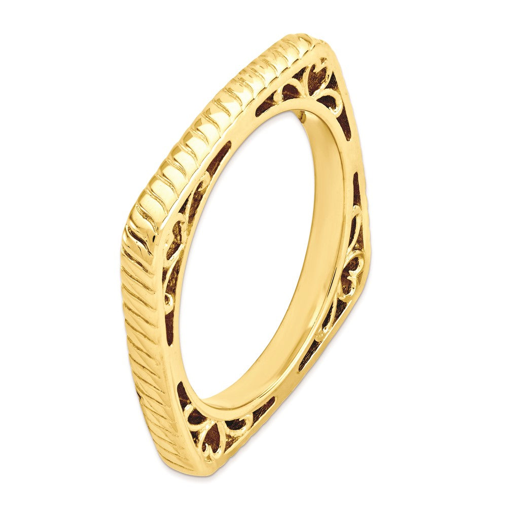 Sterling Silver Stackable Expressions Polished Gold Plate Square Ring