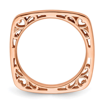 Sterling Silver Stackable Expressions Polished Pink Plated Square Ring