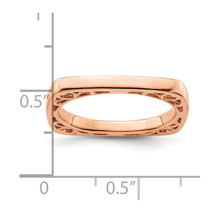 Sterling Silver Stackable Expressions Polished Pink Plated Square Ring