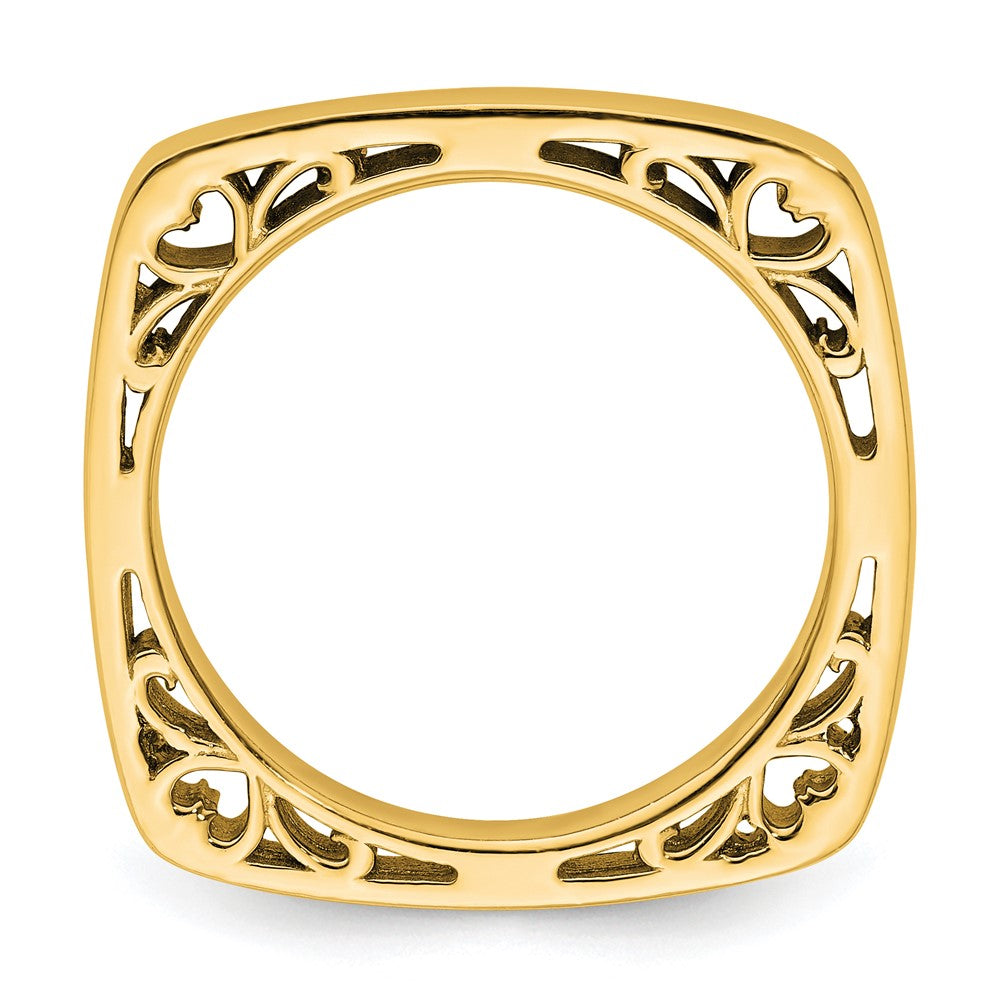 Sterling Silver Stackable Expressions Polished Gold Plated Square Ring