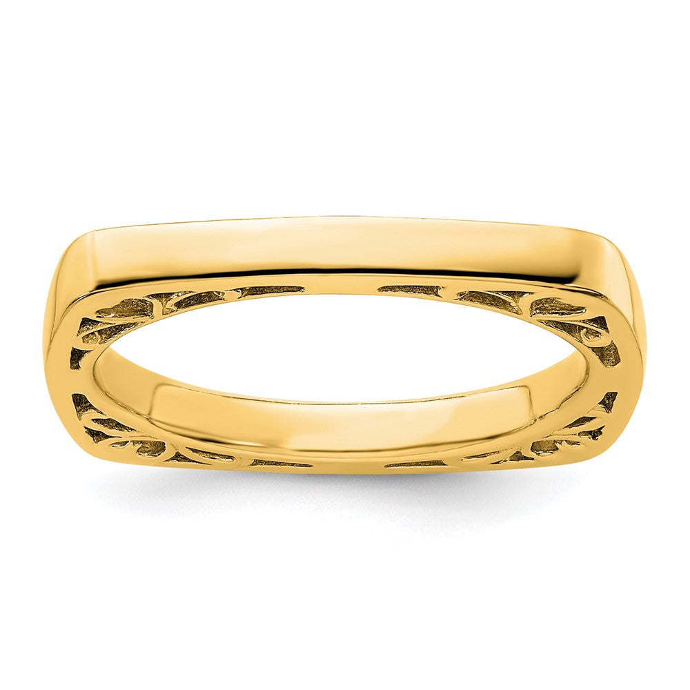 Sterling Silver Stackable Expressions Polished Gold Plated Square Ring