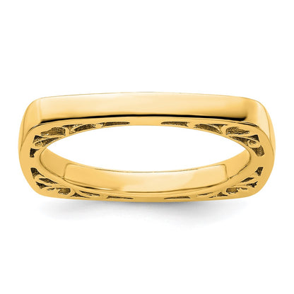 Sterling Silver Stackable Expressions Polished Gold Plated Square Ring