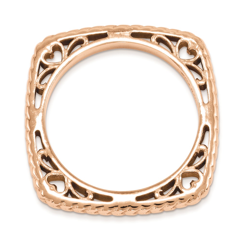 Sterling Silver Stackable Expressions Polished Pink Plate Square Ring