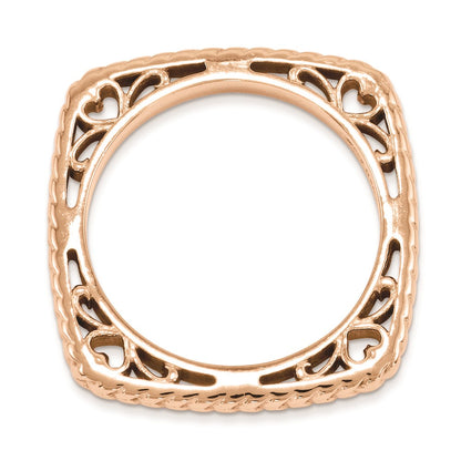 Sterling Silver Stackable Expressions Polished Pink Plate Square Ring
