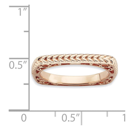 Sterling Silver Stackable Expressions Polished Pink Plate Square Ring