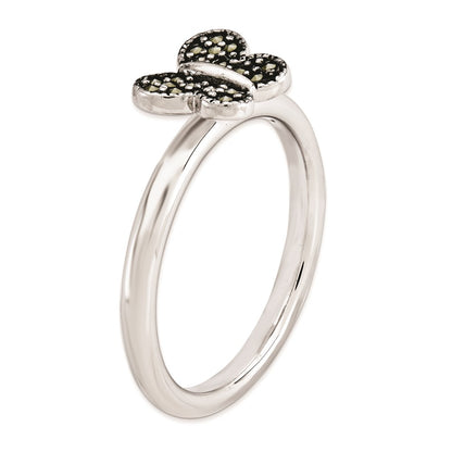 Sterling Silver Stackable Expressions Marcasite Butterfly Ring