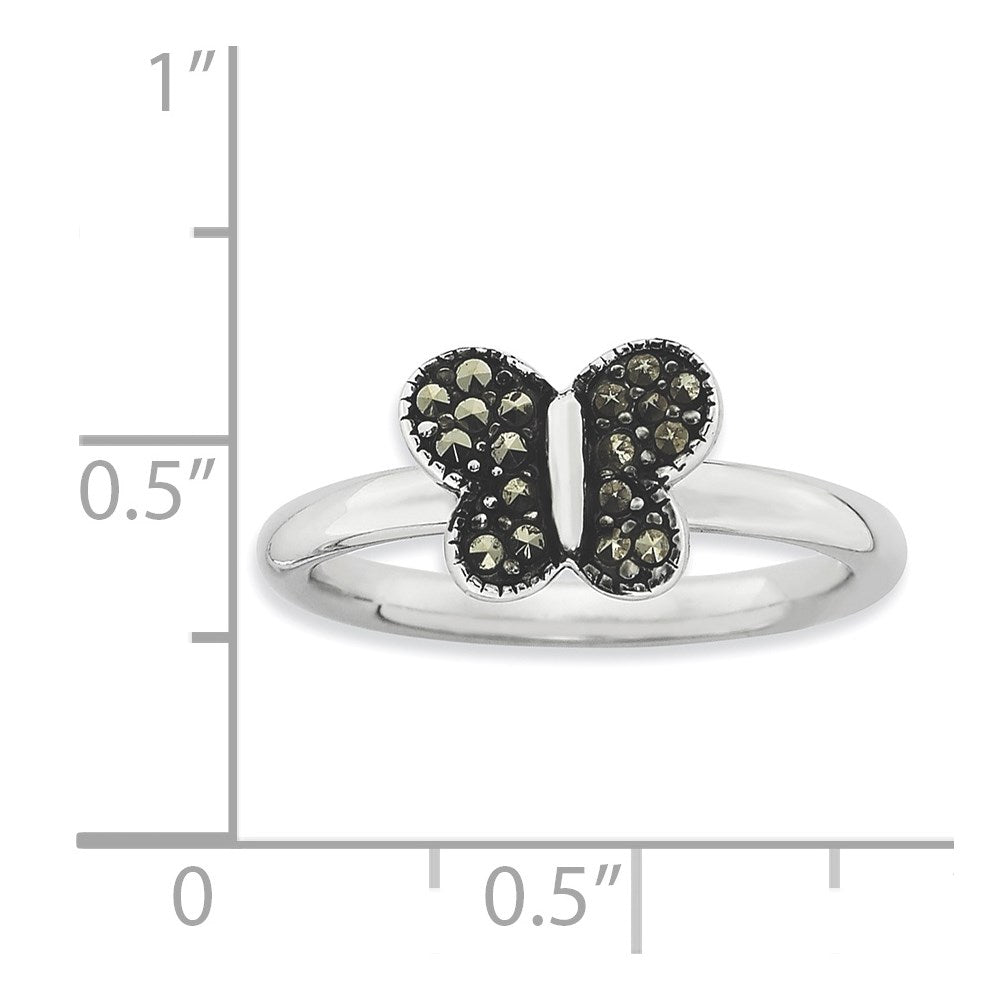 Sterling Silver Stackable Expressions Marcasite Butterfly Ring