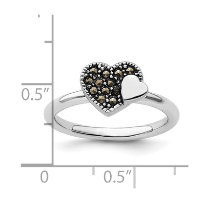 Sterling Silver Stackable Expressions Marcasite Heart Ring