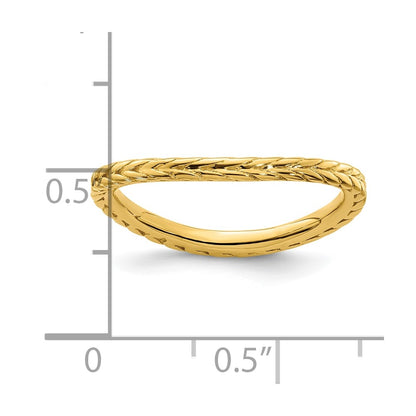 Sterling Silver Stackable Expressions Polished Gold Plated Wave Ring