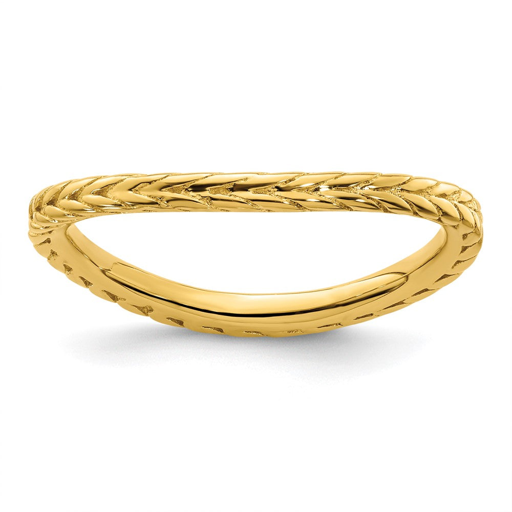 Sterling Silver Stackable Expressions Polished Gold Plated Wave Ring