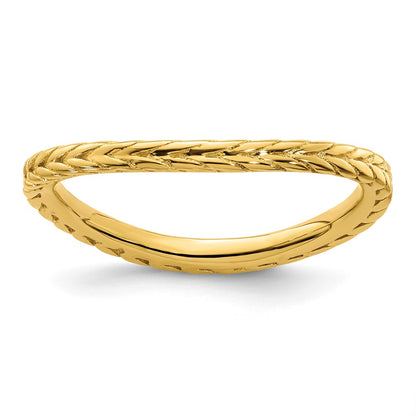 Sterling Silver Stackable Expressions Polished Gold Plated Wave Ring