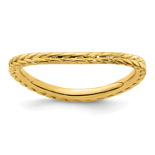Sterling Silver Stackable Expressions Polished Gold Plated Wave Ring