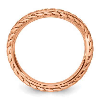 Sterling Silver Stackable Expressions Polished Pink Plated Wave Ring