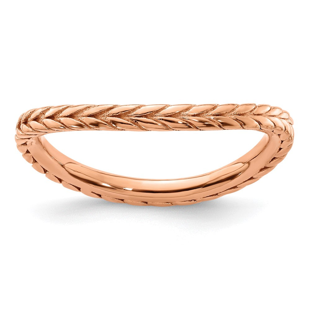 Sterling Silver Stackable Expressions Polished Pink Plated Wave Ring