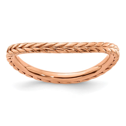 Sterling Silver Stackable Expressions Polished Pink Plated Wave Ring