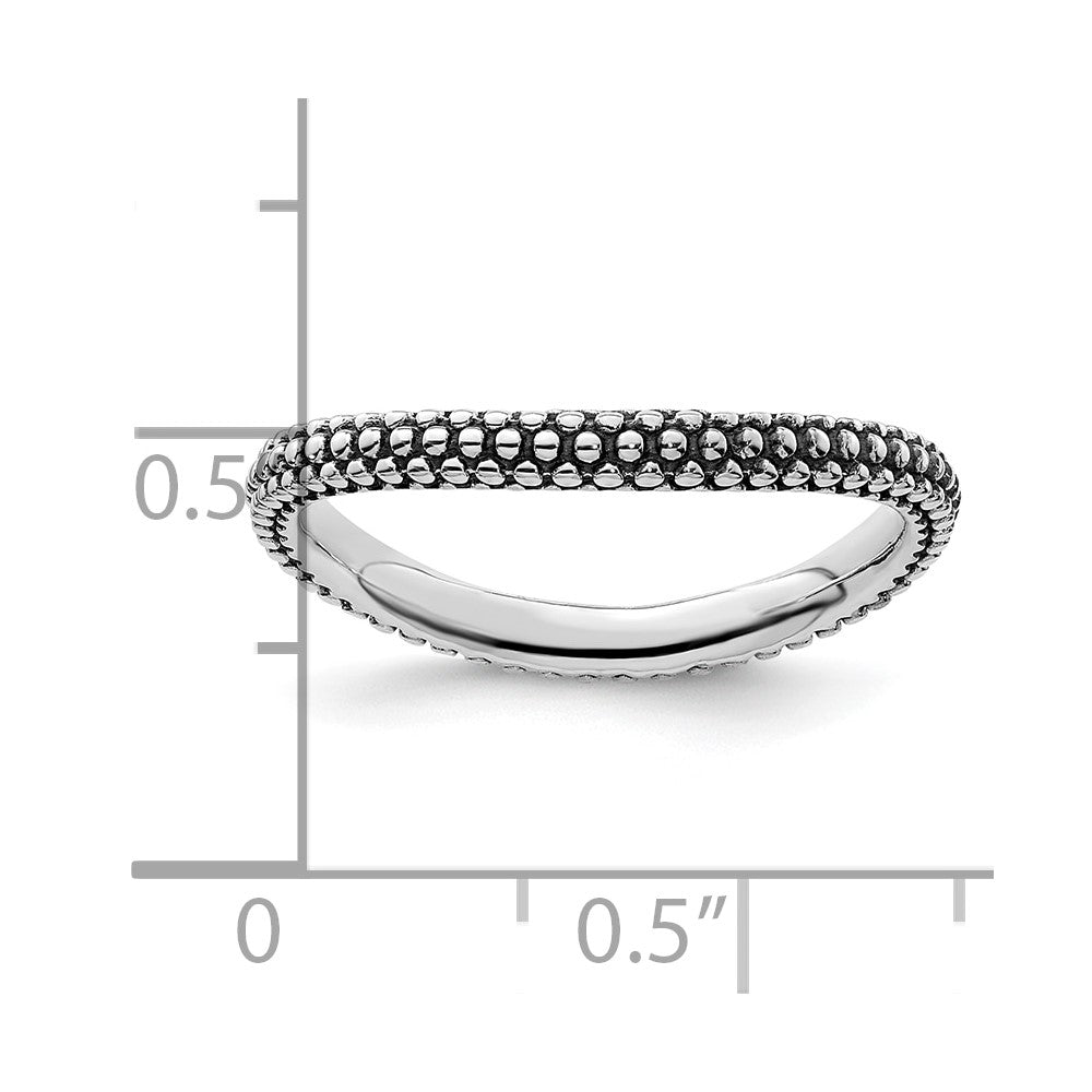 Sterling Silver Stackable Expressions Polished Antiqued Wave Ring
