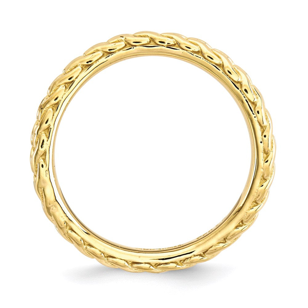 Sterling Silver Stackable Expressions Polished Gold Plated Wave Ring
