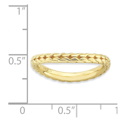Sterling Silver Stackable Expressions Polished Gold Plated Wave Ring