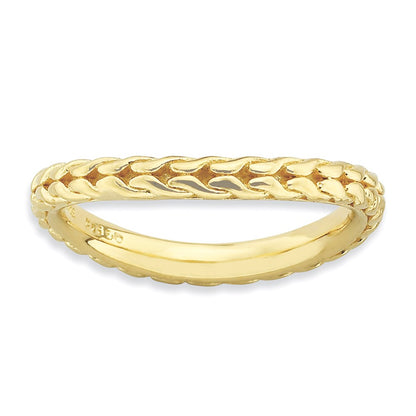 Sterling Silver Stackable Expressions Polished Gold Plated Wave Ring