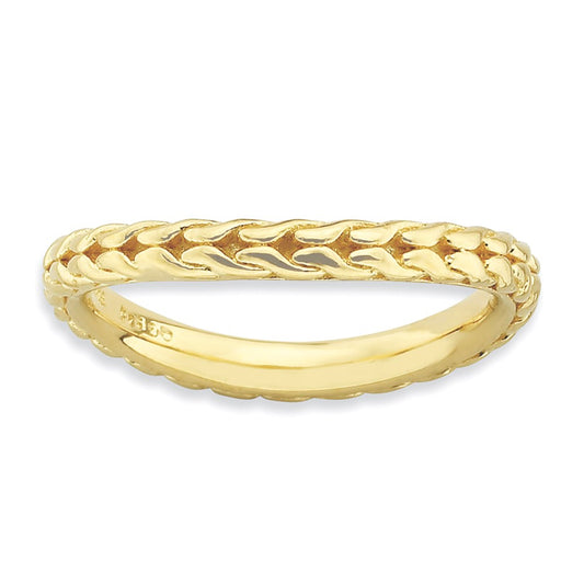 Sterling Silver Stackable Expressions Polished Gold Plated Wave Ring