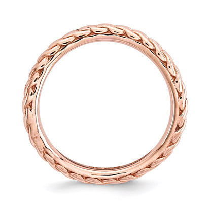 Sterling Silver Stackable Expressions Polished Pink Plated Wave Ring