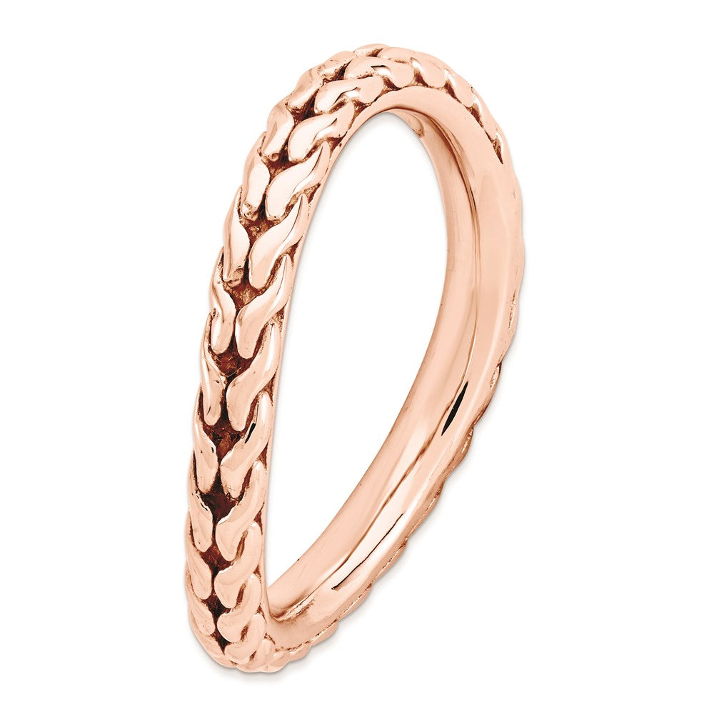 Sterling Silver Stackable Expressions Polished Pink Plated Wave Ring