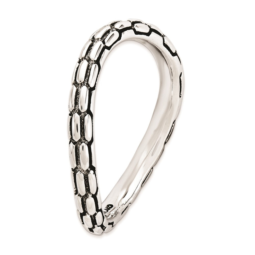 Sterling Silver Stackable Expressions Polished Antiqued Wave Ring