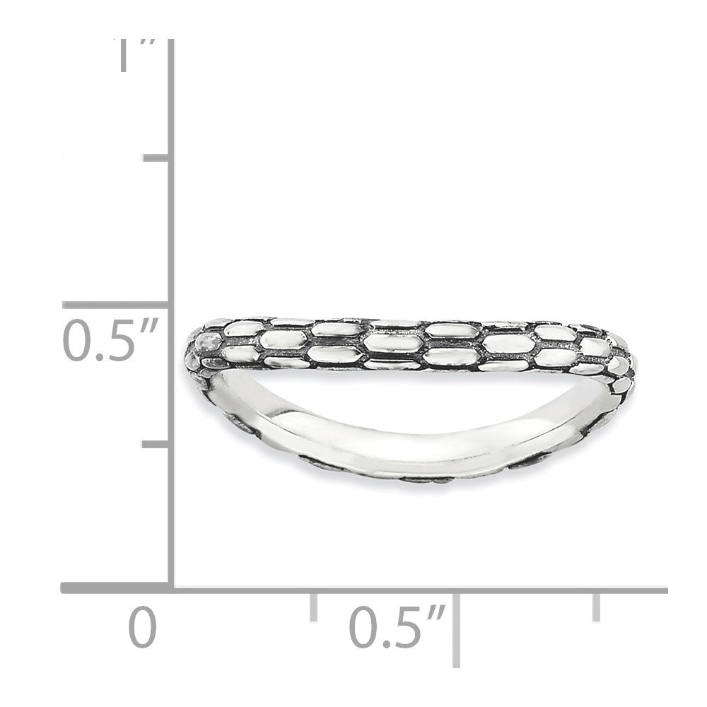 Sterling Silver Stackable Expressions Polished Antiqued Wave Ring