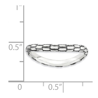 Sterling Silver Stackable Expressions Polished Antiqued Wave Ring