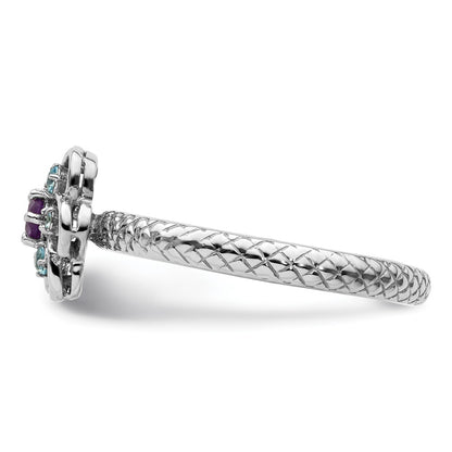 Sterling Silver Stackable Expressions Amethyst & Blue Topaz Ring