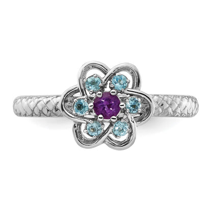 Sterling Silver Stackable Expressions Amethyst & Blue Topaz Ring