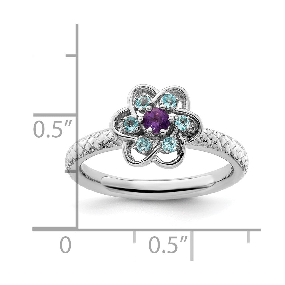 Sterling Silver Stackable Expressions Amethyst & Blue Topaz Ring