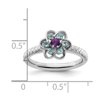 Sterling Silver Stackable Expressions Amethyst & Blue Topaz Ring