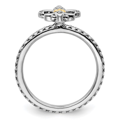 14K/Silver Two Tone Sterling Silver & 14K Stackable Expressions Antiqued Ring