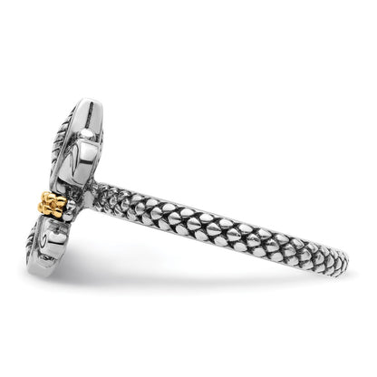 14K/Silver Two Tone Sterling Silver & 14K Stackable Expressions Antiqued Ring