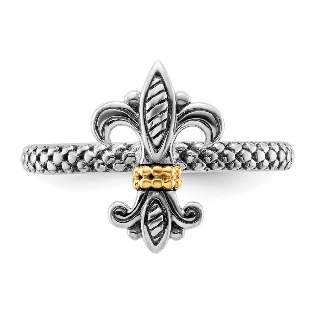 14K/Silver Two Tone Sterling Silver & 14K Stackable Expressions Antiqued Ring