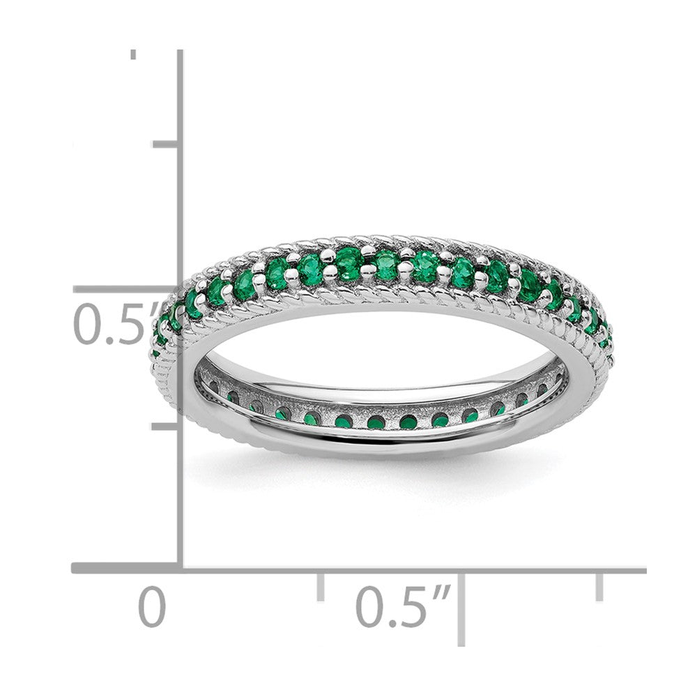 Sterling Silver Stackable Expressions Polished Cr. Emerald Eternity Ring