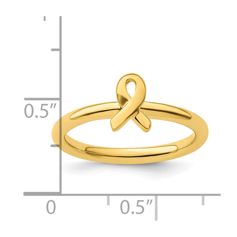 Sterling Silver Stackable Expressions Gold Plated Awareness Ribbon Ring