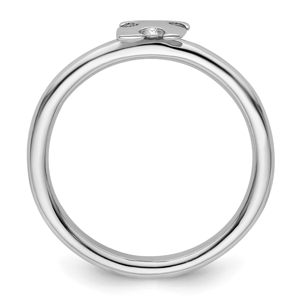 Sterling Silver Stackable Exp. Rhodium Plated Awareness Puzzle Piece Ring